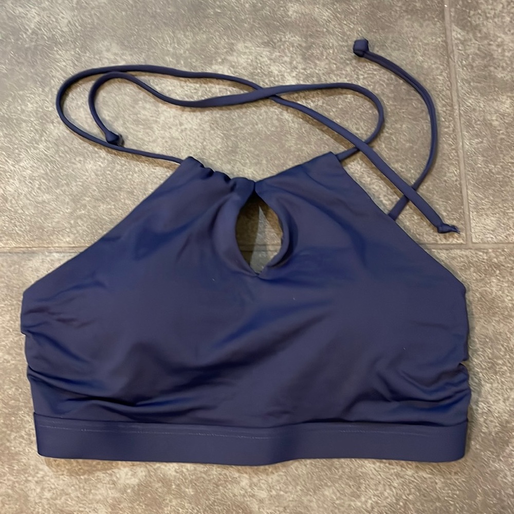 Navy Athleta Key Hole Swim Top